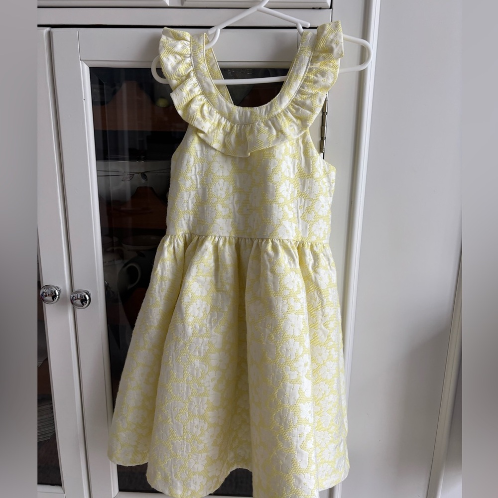 Janie and Jack Yellow and White Floral Ruffle Neck Dress